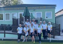 Bovey Tracey bowlers in full flow