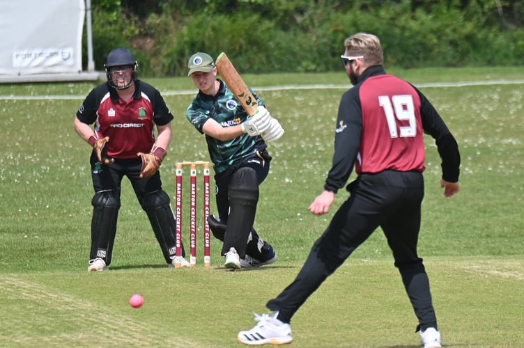 Devon Cricket League B Division.Barton versus Ashburton. Ashburton's Matt Churchill and Barton 'keeper Greg Shelton