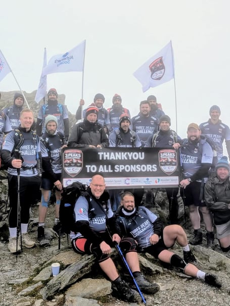 Teignmouth Rugby Club Veterans after completing the Three Peaks Challenge