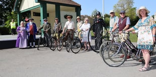 Penny Farthing riding policeman joines vintage bike ride 