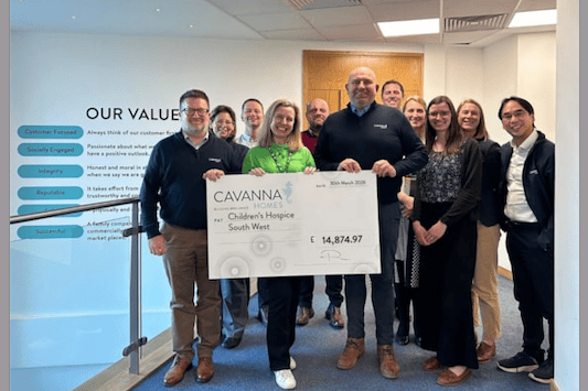 Cavanna Homes has donated close to £15,000 to Children’s Hospice South West.