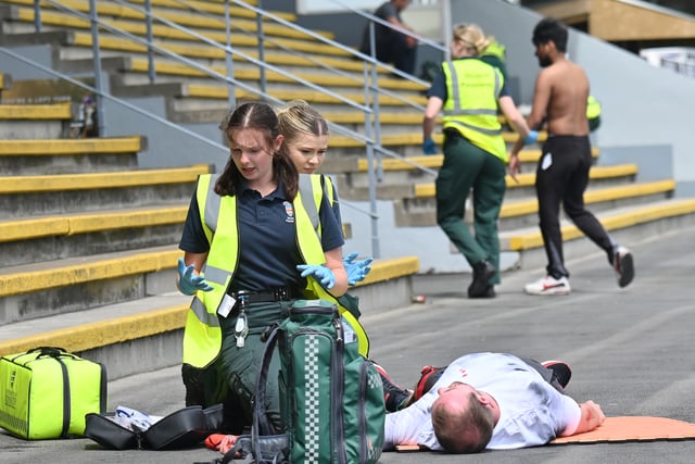 Student paramedics tackle disaster simulation at racecourse