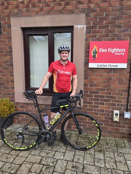 Firefighter Phil Barton raising money for the Fire Fighters' Charity. Photo contributed