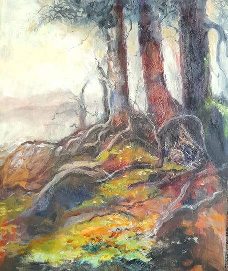 One of the paintings inspired by Haldon Forest, part of the Haldon Traces exhibition