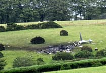 Pictures: Royal Navy helicopter crashes in field at Sourton Cross