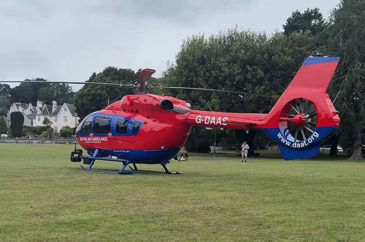 Devon Air Ambulance lands in Courtenay Park