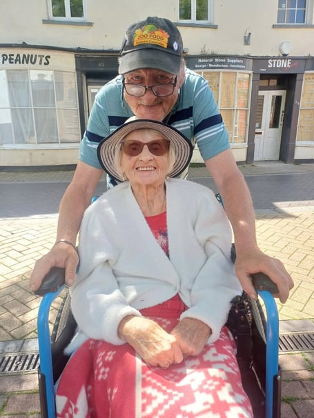 Shaldon Wildlife Trust Zoo Food volunteer Harry Coleman with his mother Dorrie n her wheelchair