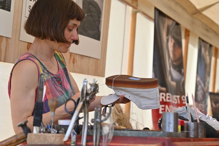 Craft Festival Bovey Tracey. Sarah Spicer from Dartmoor Shoemakers