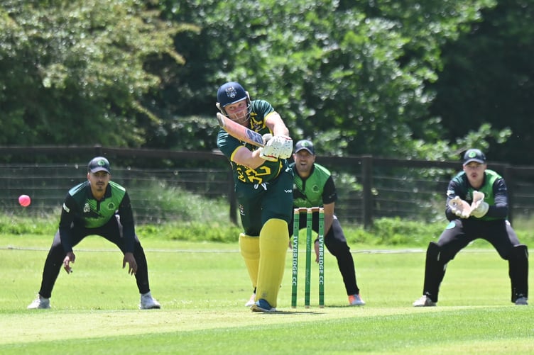 Devon Cricket League A Division. Ivybridge versus Bovey Tracey. Bovey batsman Pete Bradley