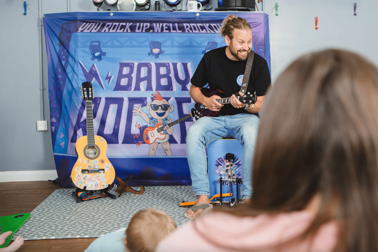 Baby Rockers was founded by Rhys Davies, lead singer of folk-rock band, Bootlegger's Turn.