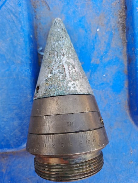 Shell detonator found at Brunel recycling centre in Newton Abbot. Photo Devon County Council