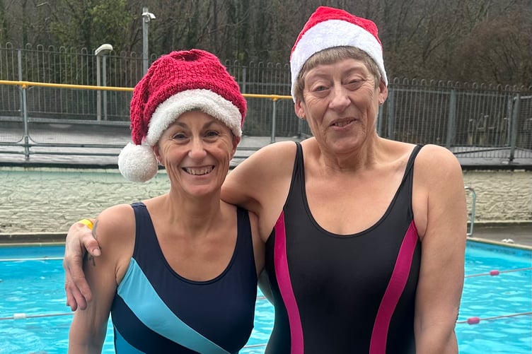 Tracy Dommett and Sue Kerswell at one of their winter cold water swimming sessions.