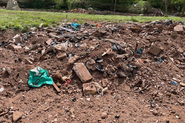 Some of the illegally dumped waste near Kingsteignton. Photo Environment Agency