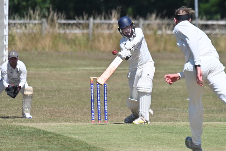 Devon Cricket League C Division West. Chudleigh 1st XI versus Brixham 1st XI. Chudleigh's Luke Quaintance