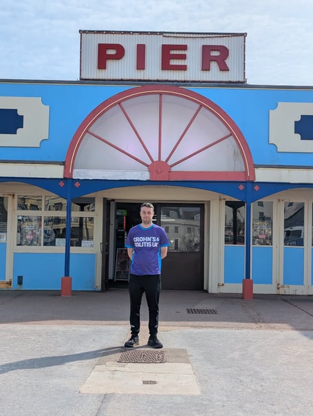 Lee Skittrall in Teignmouth preparing to run the Copenhagen Marathon. Photo supplied