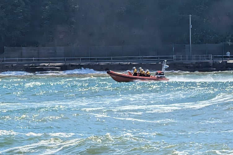Teignmouth lifeboat at sea on Sunday, July 12