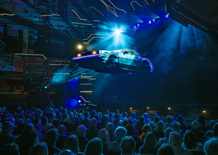 BACK TO THE FUTURE The Musical. DeLorean Flight. Photo credit Chris Hewitt