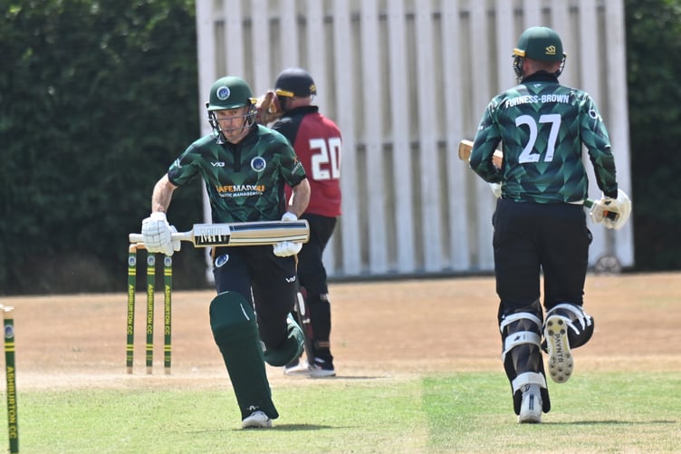 Devon Cricket League B Division Ashburton versus Barton. Ashburton's Ashley Berry and Jack Brown. An 8 wicket run for Barton who elected to field after winning the toss. Ashburton put on 212/9 after 50 overs with Barton replying with 214/2 after 36.4 overs