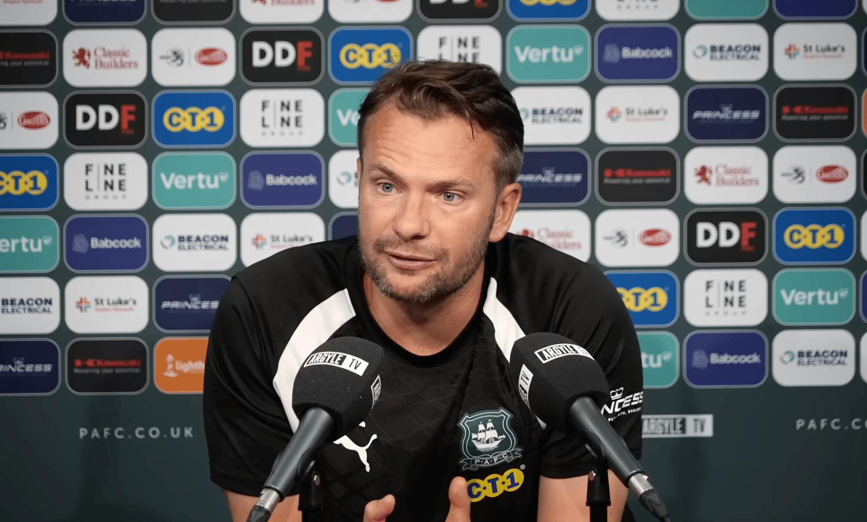 Plymouth Argyle's Tom Cleverley addresses the media following his side's 0-0 draw with Bristol City at the weekend 