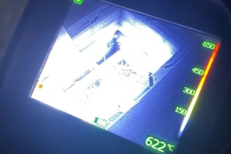 Hot stuff - the blazing inspection chamber as viewed by thermal imaging camera. Photo: Newton Abbot Fire Station