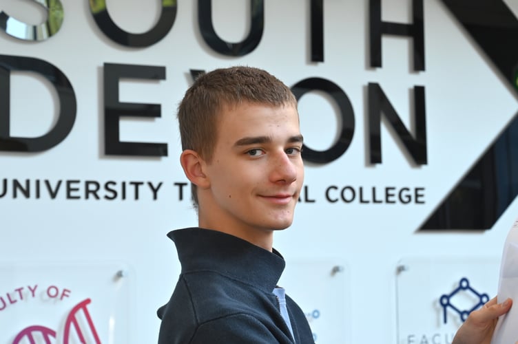 A-Level results at South Devon University Technical College in Newton Abbot. Ed Taplin from Lower Ashton in the Teign Valley who is now aiming for a level 6 apprenticeship in I.T.