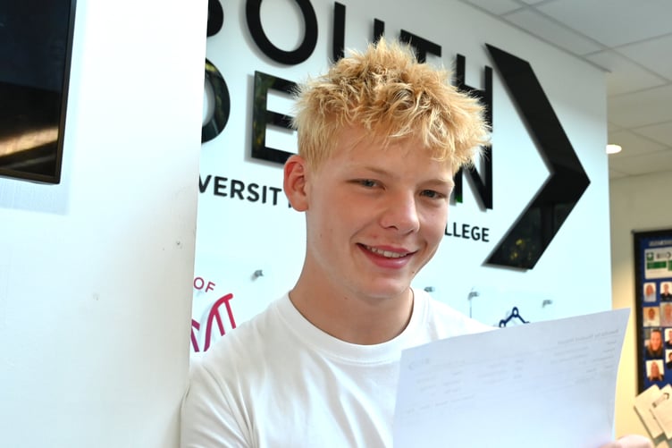 A-Level results at South Devon University Technical College in Newton Abbot. 'Fantastic results and exactly what I was expecting,' said Josh Everett from Torquay who has successfully completed his Engineering BTEC at the college. In September he moves on to the University of Plymouth to continue his engineering studies.