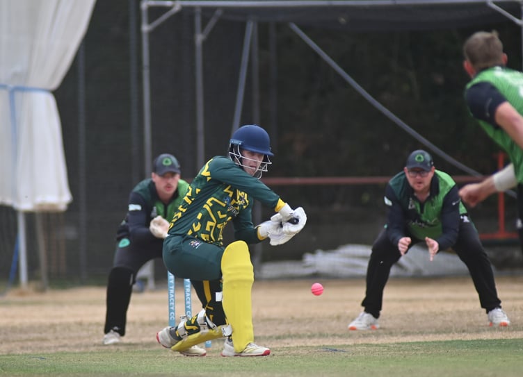 Devon Cricket League A Division .Bovey Tracey versus Ivybridge. Bovey batsman Jake Pascoe