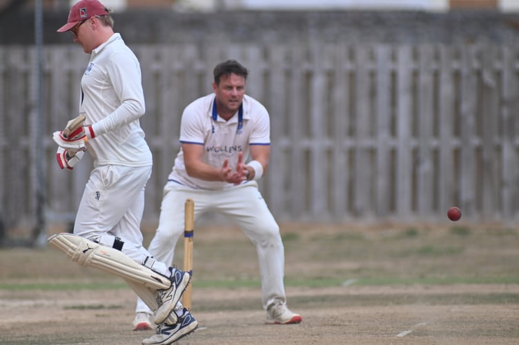 Devon Cricket League C Division West.South Devon versus Kingsbridge. South Devon bowler Dan Yates awaits the balls as Kingsbridge batsman Felix Iles crosses the crease
A 70 run win for South Hams visitors Kingsbridge at South Devon's Marsh Road ground in Newton Abbot. Kingsbridge won the toss and decided to bat making 281/All out in 43 overs. South Devon took to the crease after tea but were all out for 211 after 39.2 overs