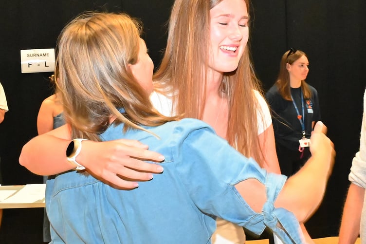 GCSE results day at Teign School in Kingsteignton. Esme Kenny happy at her results