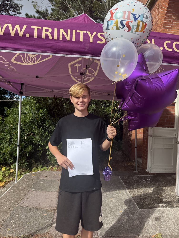 Dexter Jeffery who has just completed Year 10 at Trinity School in Teignmouth is celebrating a grade 9 in Mathematics. Photo supplied