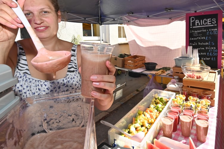 Moretonhampstead Food Festival.Smooth smoothies from Alice White of AJ Whites in Moreton