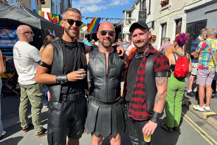Leather-clad for Teignmouth Pride. AQ 0248