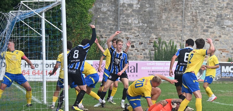 Football. Isuzu FA Vase 2nd Qualifying Round, Newton Abbot Spurs versus Sticker AFC. A 2-1 win for Spurs sees them progress to the next round.