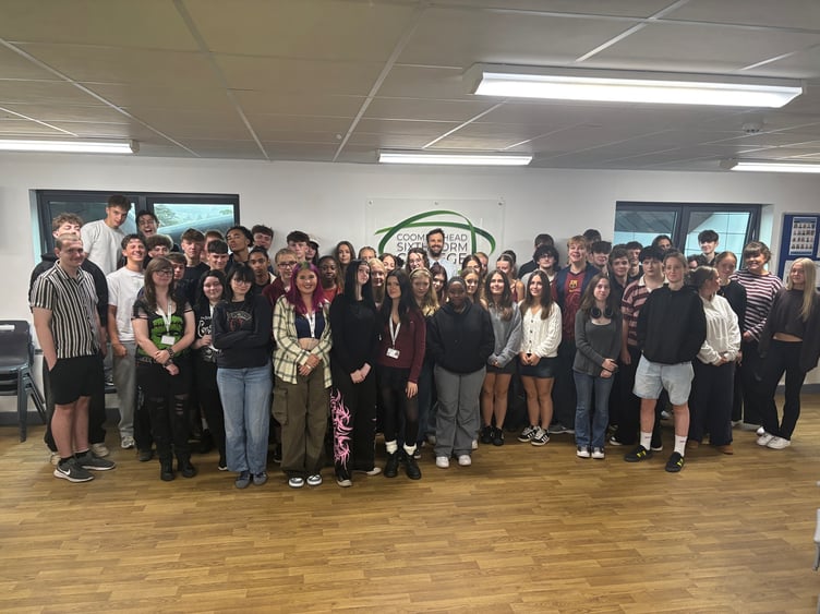 New head of sixth form at Coombeshead College James Thomas with pupils. Photo supplied