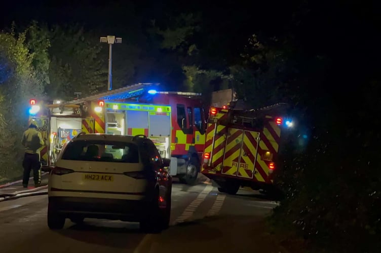 Fire crews  attending a tractor fire at the Ogwell roundabout on the A381 Totnes Road, Newton Abbot . Photo: Josh Rowlands
