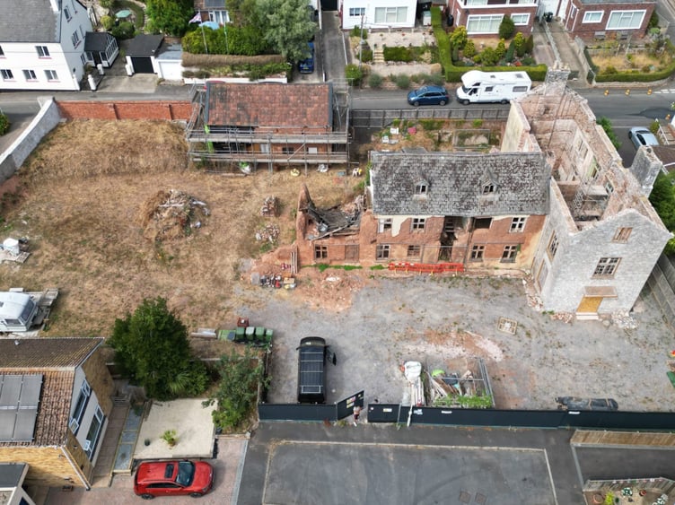 An aerial photo of The Old Vicarage site at Weech Road, Dawlish. Photo Clive Emson Auctioneers