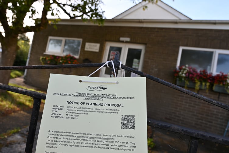 Plans to convert part of Denbury Village Hall into a community shop.
