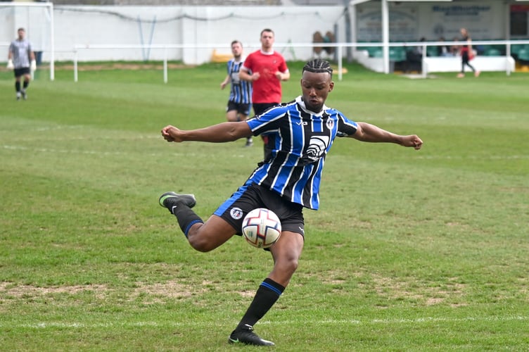 South Devon Football League Premier Division. Match action from Newton Abbot Spurs 2nds versus East Allington United. A 5-0 win for Spurs.