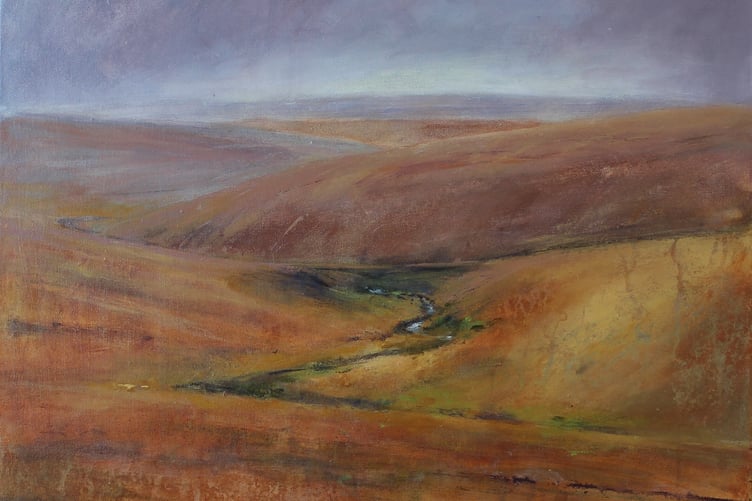 Rosemary Bonney's atmospheric painting of the North Teign Valley