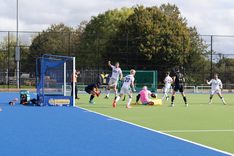 Ashmoor forwards celebrate captain Jamie Bishop's equaliser in their 2-2 draw at Bath