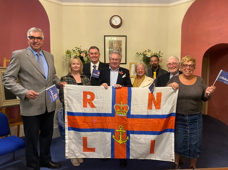 Town councillors Robert Phipps, Cate Williams, Mike Jackman, David Cox, Penny Lloyd, Dan Comer, Keith Underhill and Vanda Rudge show their support for Teignmouth RNLI