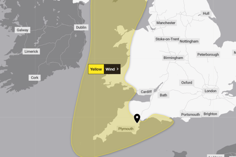 The warning covers the majority of Devon, including Teignbridge