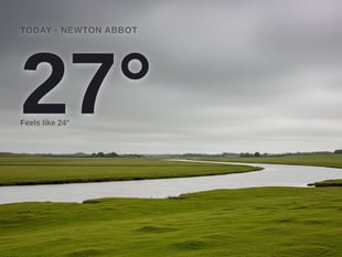 Newton Abbot: overcast day, high of 27°C